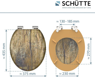 SCHÜTTE WC-Sitz Holzkern SOLID WOOD, Toilettensitz mit Absenkautomatik, passend für viele handelsübl