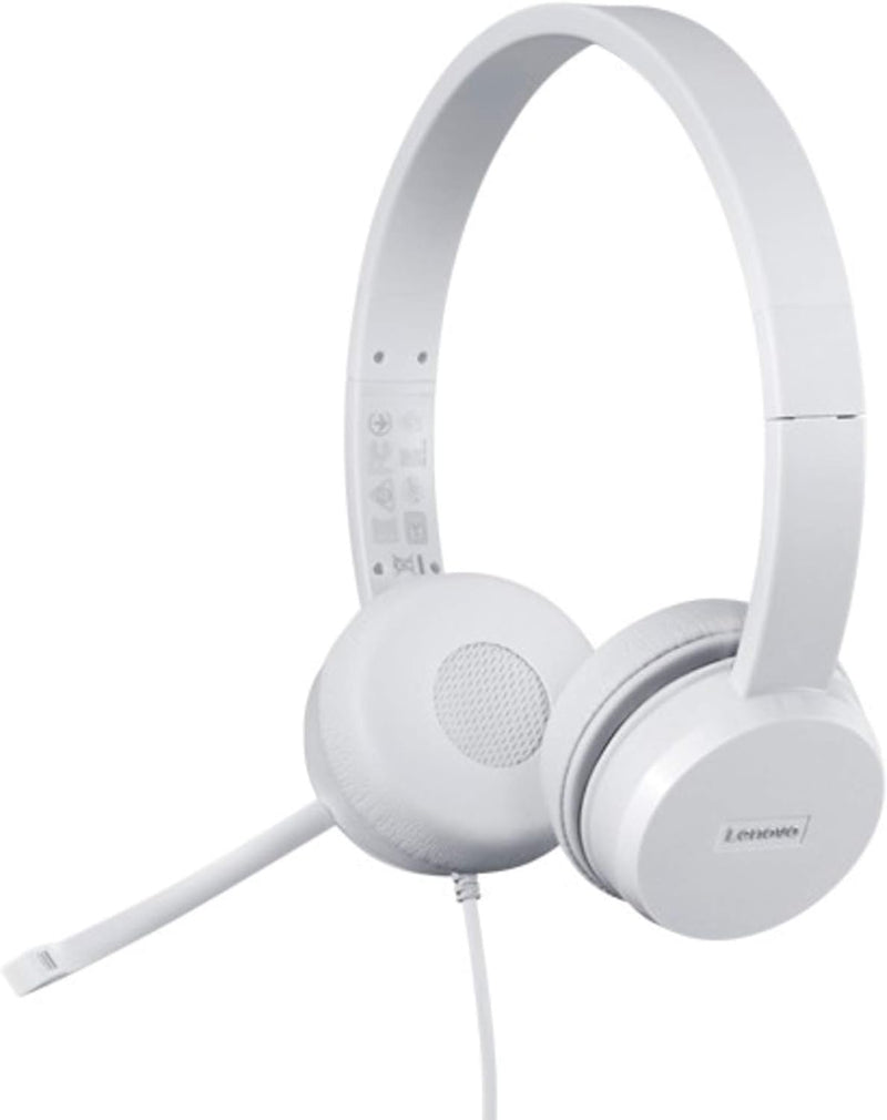 Lenovo 110 USB Stereo Headset, Noise Canceling, verstellbares Galgen-Mikrofon für rechts/linkes Ohr,