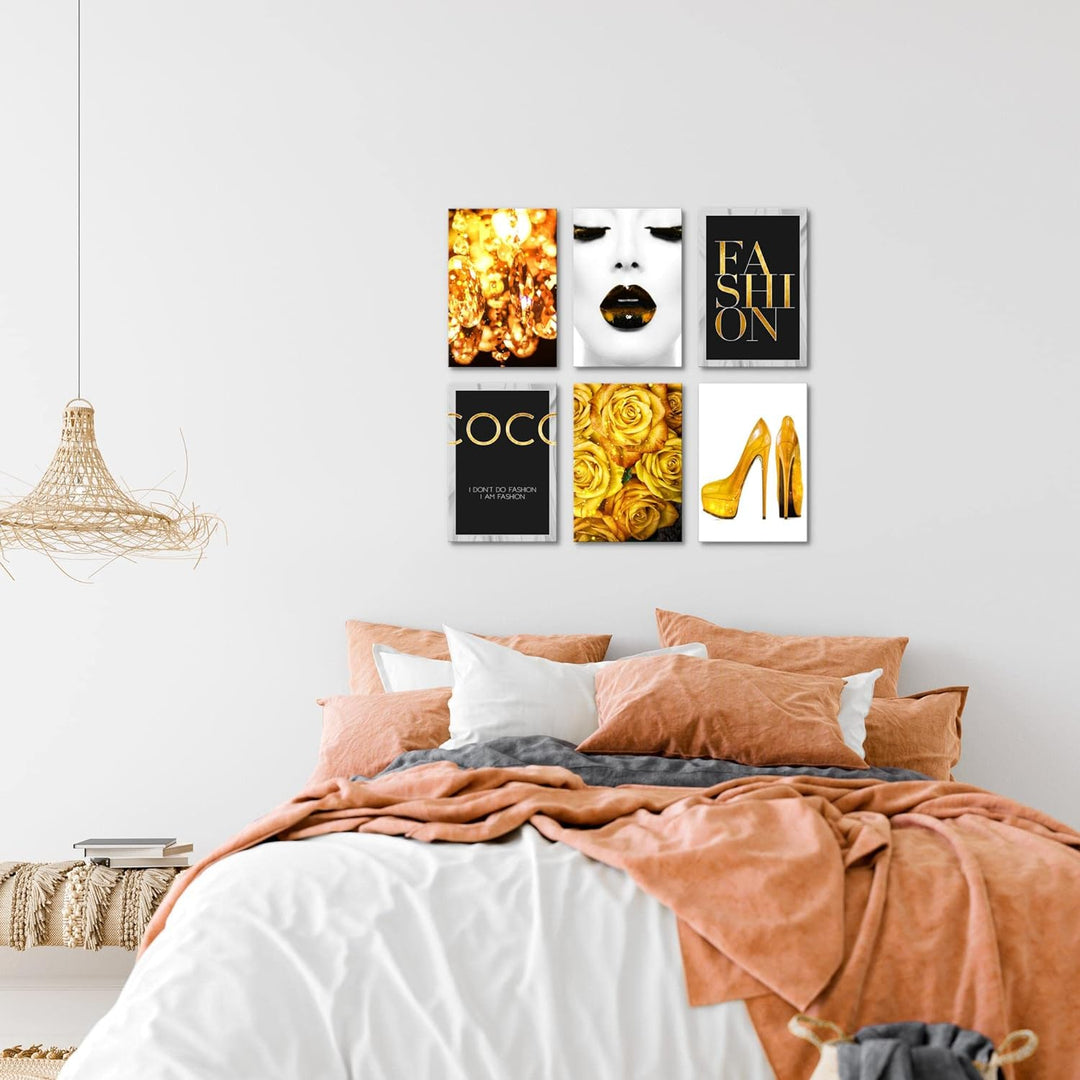 Novart Wandbilder Set - KOMPLETT AUFHÄNGFERTIG - Made in Germany - Moderne Bilder Fashion Wohnzimmer