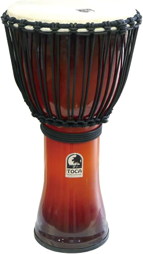 TOCA Djembe Freestyle Rope Tuned SFDJ-12AFS African Sunset 12" 12", Höhe 24" (61 cm) Freestyle Rope