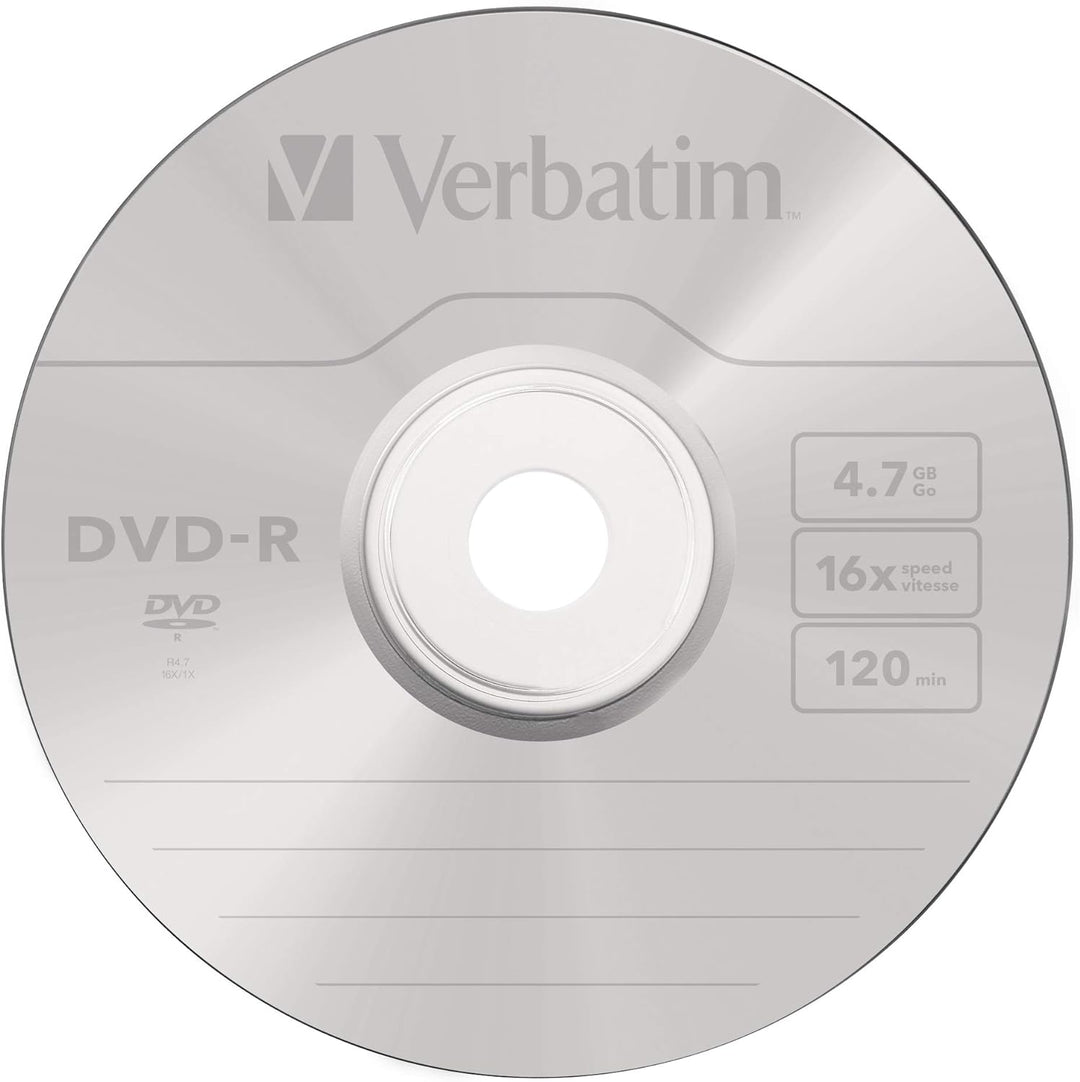 Verbatim DVD-R 16x Matt Silver 4.7GB, 100er Pack Spindel, DVD Rohlinge beschreibbar, 16-fache Brenng