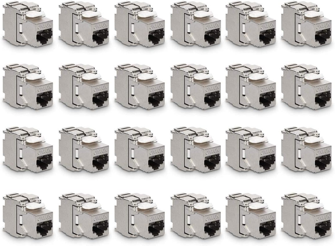 kwmobile 24x Keystone Modul für CAT 6A Kabel - 10 Gbit/s geschirmt Metall Gehäuse Schnappverschluss