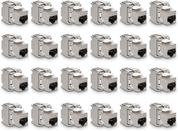 kwmobile 24x Keystone Modul für CAT 6A Kabel - 10 Gbit/s geschirmt Metall Gehäuse Schnappverschluss