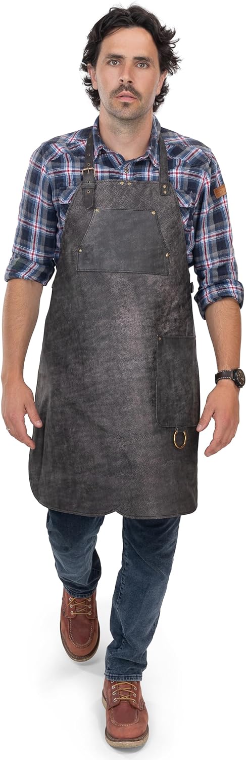 Angus Stoke Lederschürze Grillen - Vollleder Grillschürze - Vintage Leder Schürze - BBQ & Kochschürz