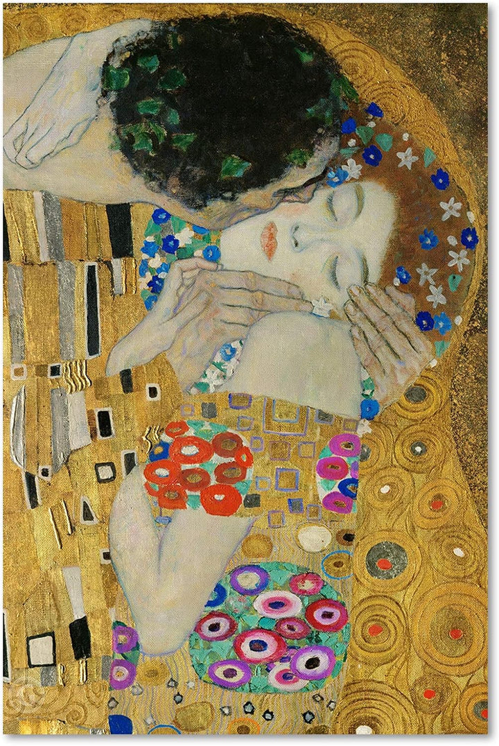 Feeby Wanddeko Gustav Klimt Leinwandbild Kunstdruck Der Kuss Gold Gelb 80x120 cm M12824 80x120 cm, M