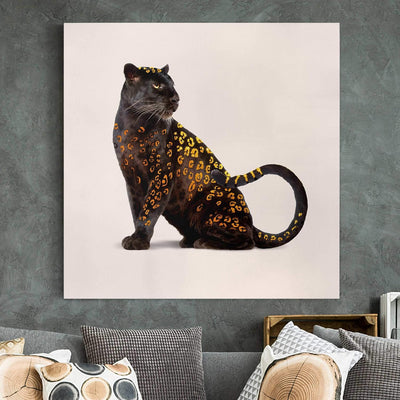 Leinwandbild Jonas Loose Goldener Panther Quadrat 1:1 30 x 30cm Canvas 30cm x 30cm - Canvas, 30cm x