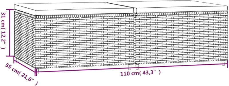 Tidyard 2 STK. Gartenhocker Fusshocker Sitzhocker Hocker Fussschemel Ottomane Gartenmöbel Kissen Pol