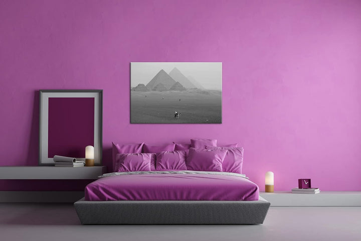 deyoli Pyramiden von Gizeh Format: 80x60 Effekt: Schwarz&Weiss als Leinwandbild, Motiv fertig gerahm