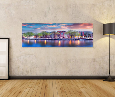 islandburner Bild auf Leinwand Amsterdam Grachten Holland Wandbild Poster Kunstdruck Bilder Format: