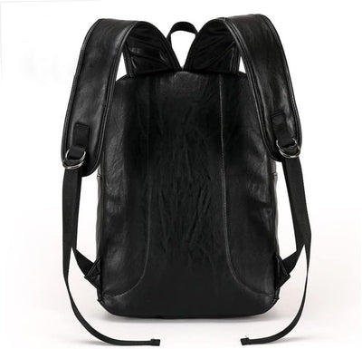 NIDONE Herren PU Leder Rucksack grosse Kapazität Casual Daypack Schwarz Computer Rucksack für Busine