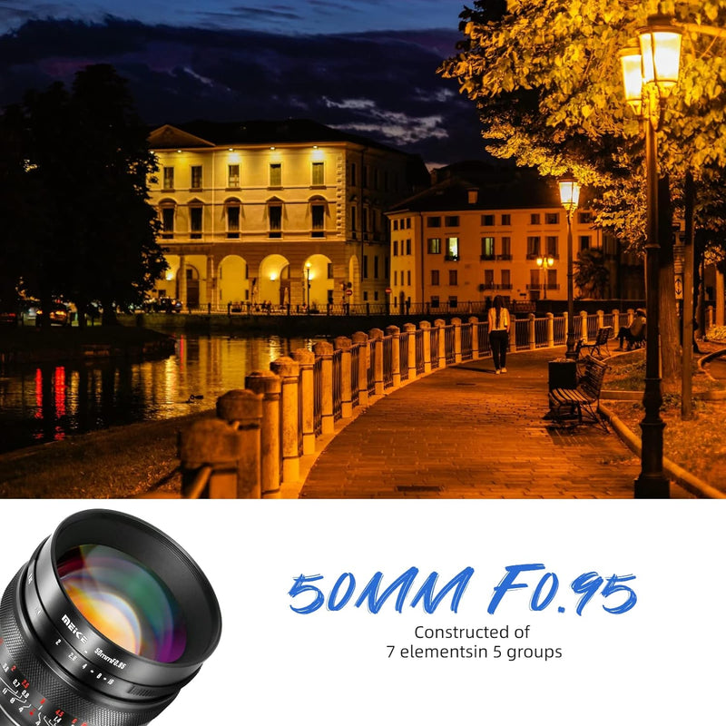 Meike 50mm f0,95 grosse Blende manueller Fokus-Objektiv, kompatibel mit Panasonic Lumix M43 MFT Moun