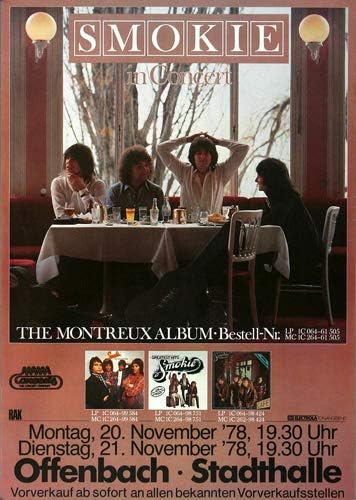 Smokie - Montreux, Frankfurt 1978 » Konzertplakat/Premium Poster | Live Konzert Veranstaltung | DIN