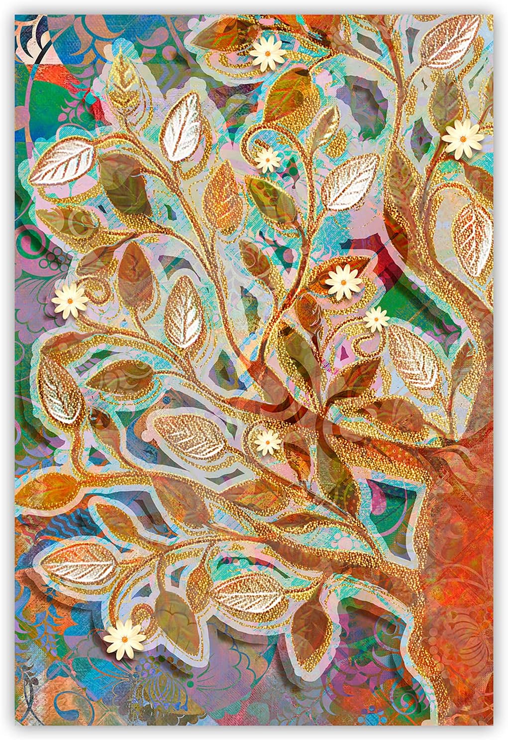 Feeby Vlies Leinwandbild Gustav Klimt Moderner Stil Lebensbaum Gemälde 60x90 cm Druckbild Wandbild W