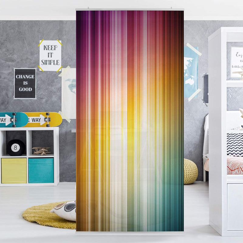 Bilderwelten Raumteiler Rainbow Light 250x120cm inkl. transparenter Halterung, inkl. transparenter H