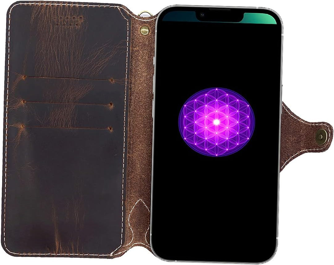 Yogurt Lederhülle für iPhone 13 Pro, Hülle Ledertasche Echtleder Case Handyhülle für iPhone 13 Pro,