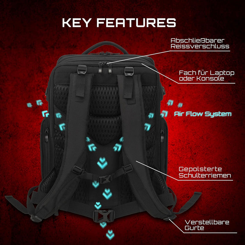 CATURIX ATTACHADER - Gaming-Rucksack für Laptops und Konsolen bis 15,6", wasserabweisender Rucksack