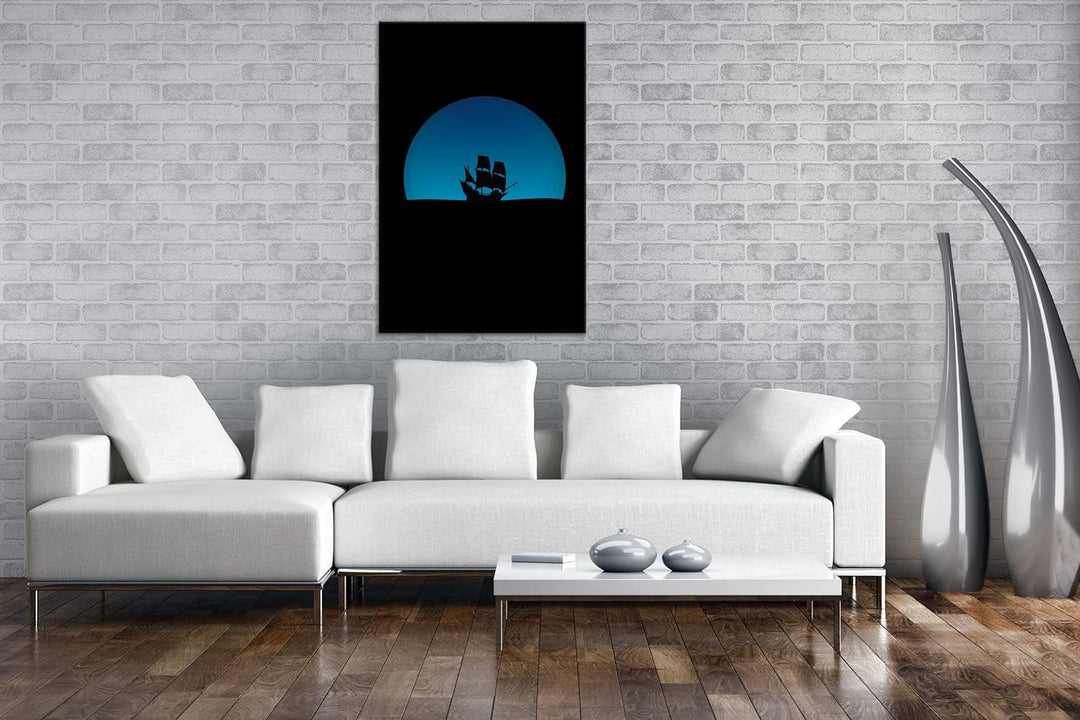 deyoli düsteres Segelschiff Format: 80x60 als Leinwandbild, Motiv fertig gerahmt auf Echtholzrahmen,