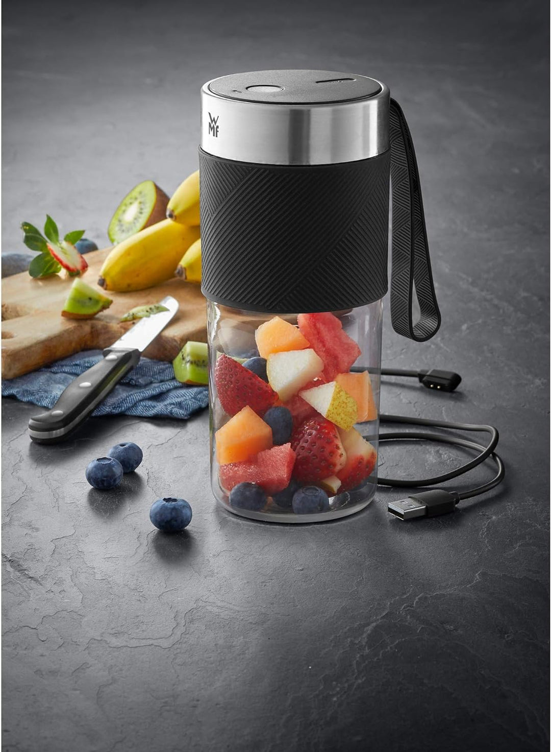 WMF Küchenminis Salat-to-go (150 W, elektrischer Gemüseschneider, 5 Einsätze) & Küchenminis Mix on t