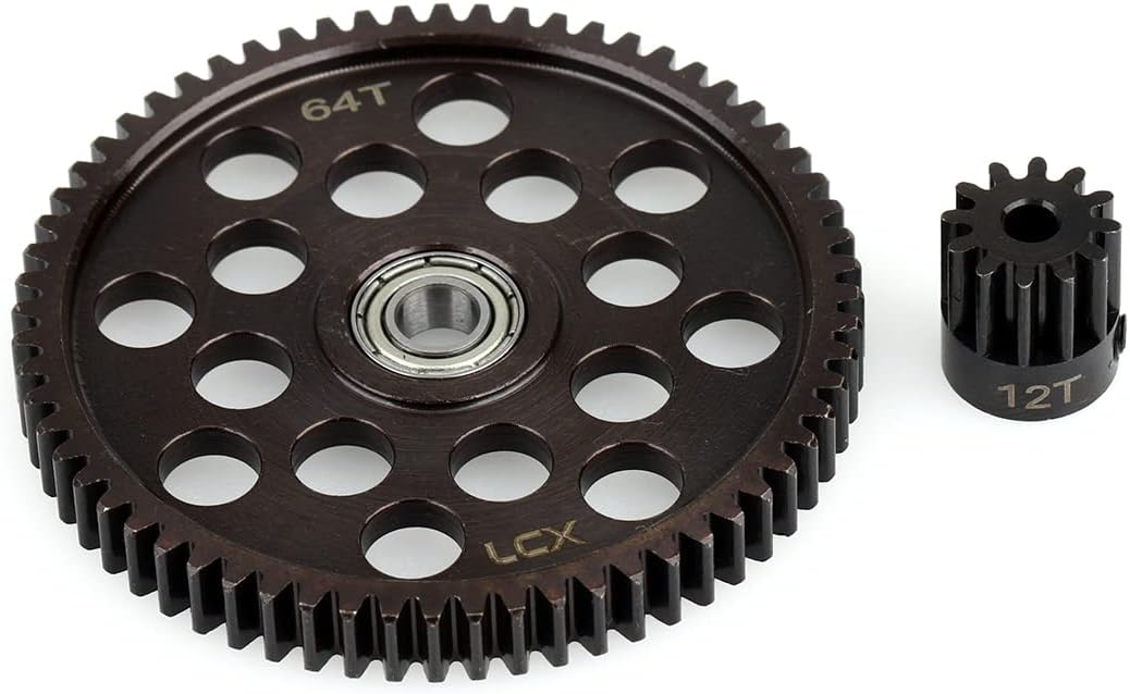 LCX Racing 1/10 RC Crawler Auto gehärteter Stahl 32P 64T Sporengetriebe mit 12T Ritzel Getriebe für