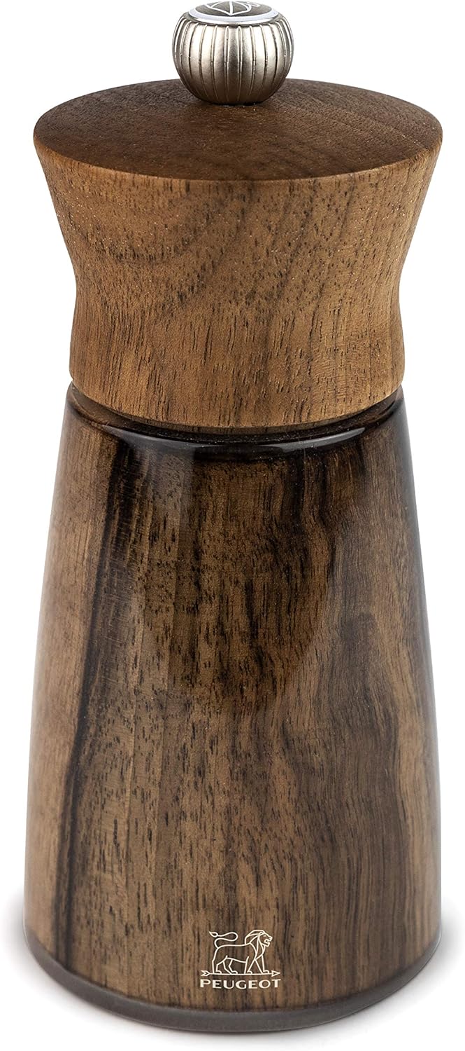 Peugeot Meribel Manuelle Salzmühle, Klassische Mahlgradeinstellung, Höhe: 14 cm, Walnussholz/Acryl,