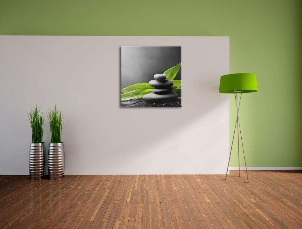 Zen Steinturm schwarz/weiss, Format: 70x70 auf Leinwand, XXL riesige Bilder fertig gerahmt mit Keilr