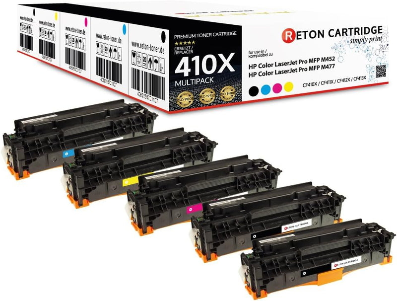 5 Reton Toner mit 25% mehr Leistung, kompatibel für CF410X CF411X CF412X CF413X für HP Color Laserje