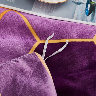 Luofanfei Microfaser Bettwäsche 200x220 Lila Violett Streifen Geometrisch Gestreifte Bettwaesche Dop