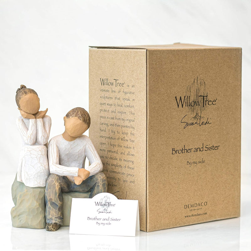 Enesco Willow Tree 26187 Figur Bruder und Schwester, 7,6 x 3,8 x 14 cm, Natur, Bruder und Schwester