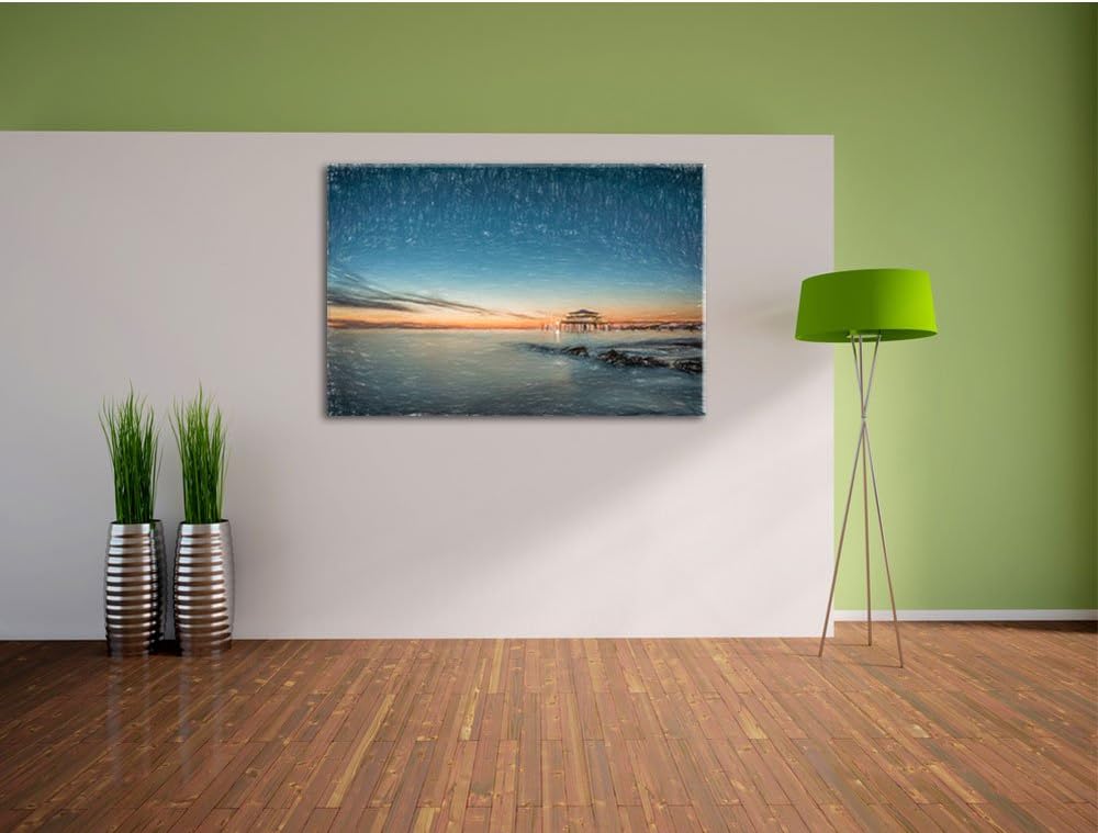 Pixxprint Timmendorfer Strand / 100x70cm Leinwandbild bespannt auf Holzrahmen/Wandbild Kunstdruck De
