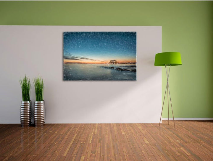 Pixxprint Timmendorfer Strand / 100x70cm Leinwandbild bespannt auf Holzrahmen/Wandbild Kunstdruck De