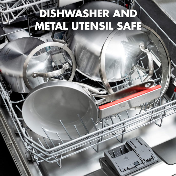 GreenPan Venice Pro Tri-Ply 24cm/3,4l Schmorpfanne mit Hilfsgriff und Deckel, Gesundes Antihaft-Koch