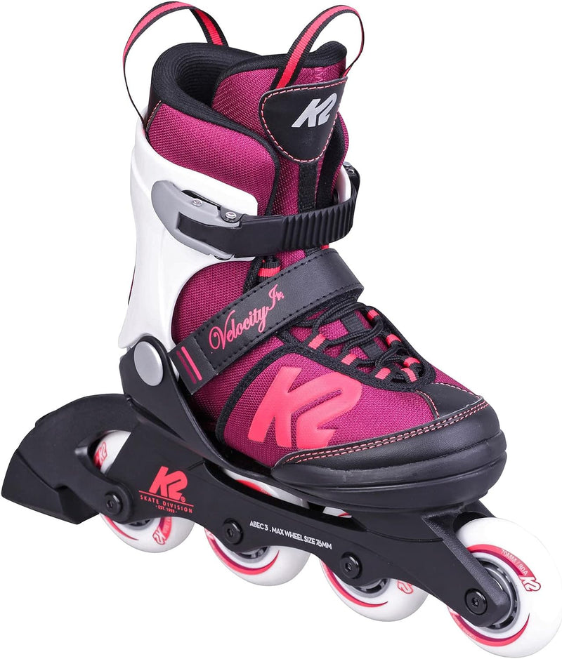 K2 Skates Mädchen Inline Skates Velocity JR G, Black - Purple - White, 30G0827 L (EU: 35-40 / UK: 3-