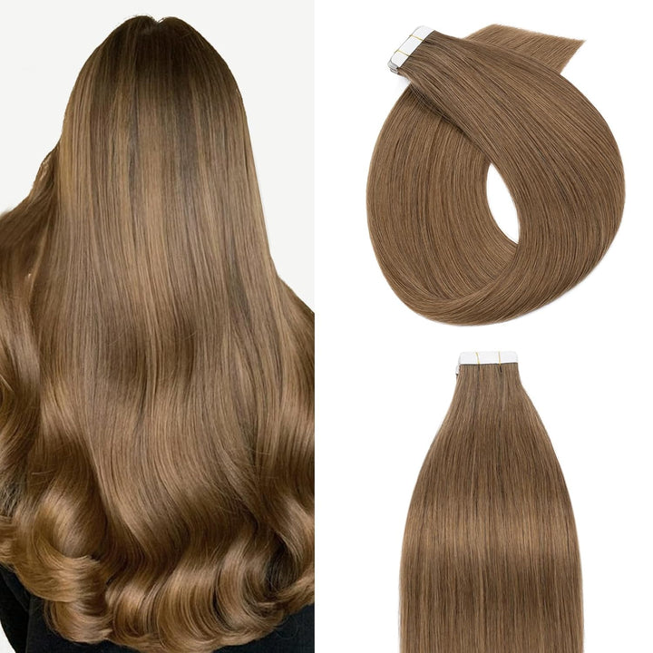 Silk-co Tape Extensions Echthaar 20stk, Haarverlängerung Tape in Extensions Echthaar, Remy Haarexten