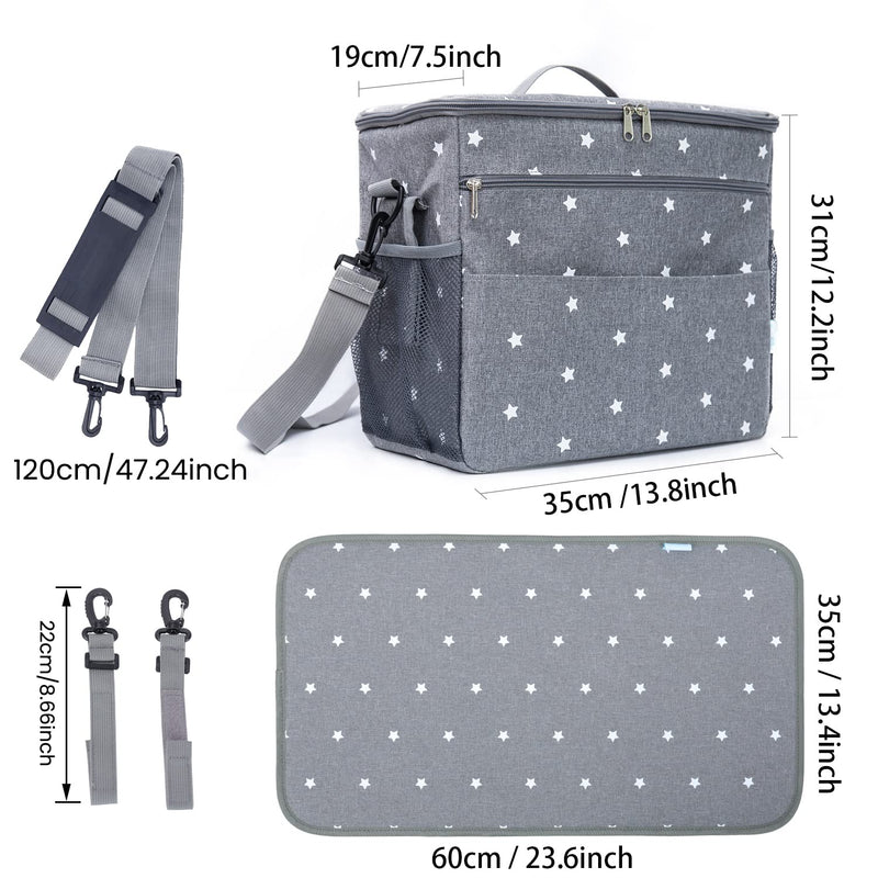 Orzbow Kinderwagen Organizer Gross,22 L Grosser Wickeltasche Organizer mit Getränkehaltern, Schulter