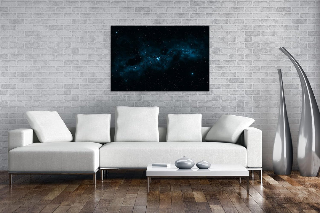 deyoli Dark Himmel voller Sterne Format 80x60 Effekt: Monocrome Blau als Leinwandbild, Motiv fertig