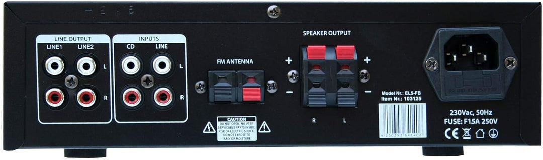 E-Lektron EL5-FB HiFi Stereo Class-D Verstärker mit Bluetooth | FM-Radio | USB/SD Mediaplayer | Kara