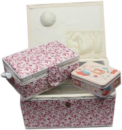 Ackermann Nähkorb-Set mit Tragegriff (1x gross und 1x mittel) + 1x kleine Accessoires-Box aus Metall