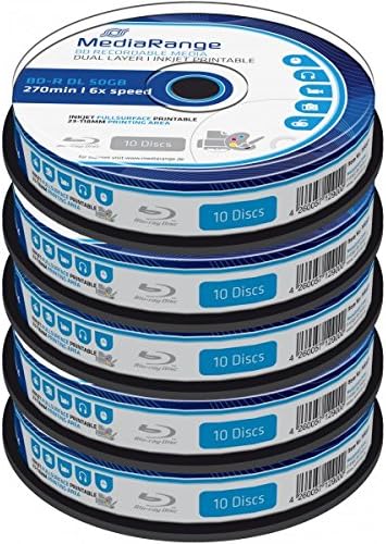 Blu-ray Disc Mediarange BD-R DL 50 GB, 6x Speed fullprintable in Cakebox 50 Stück
