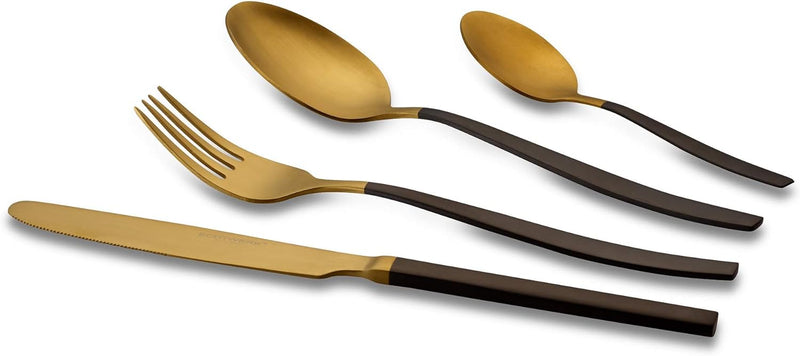 Echtwerk Tafelbesteck Positano Due-Gold/Black Edition, 24-teilig, für 6 Personen, 18/10 mattiert, Ed