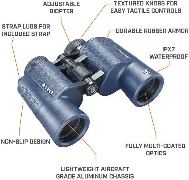 Bushnell - H2O 2 - Fernglas - 12x42 Dunkelblau Porro - Voll multivergütet - Wasserdicht/Beschlagfrei