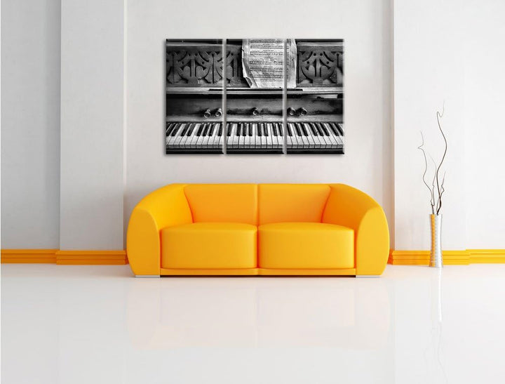 Pixxprint Klavier mit Notenblatt als Leinwandbild/Grösse: 3 Teilig (120x80) cm/Wandbild/Kunstdruck/f