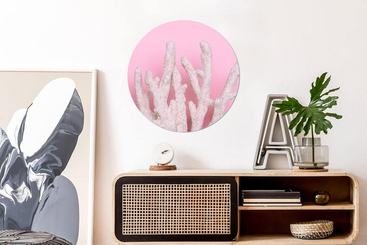 MuchoWow Wandbild Rund Wanddeko Deko Wohnzimmer Bilder 60x60 cm Koralle - Rosa - Sommer, 60x60 cm