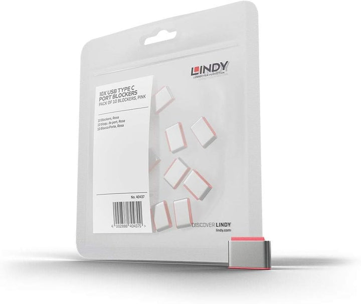 LINDY 40437 USB Typ C Port Schloss, pink, 10 Stück 4291 Jahre vor Ort Garantie weiss, 4291 Jahre vor