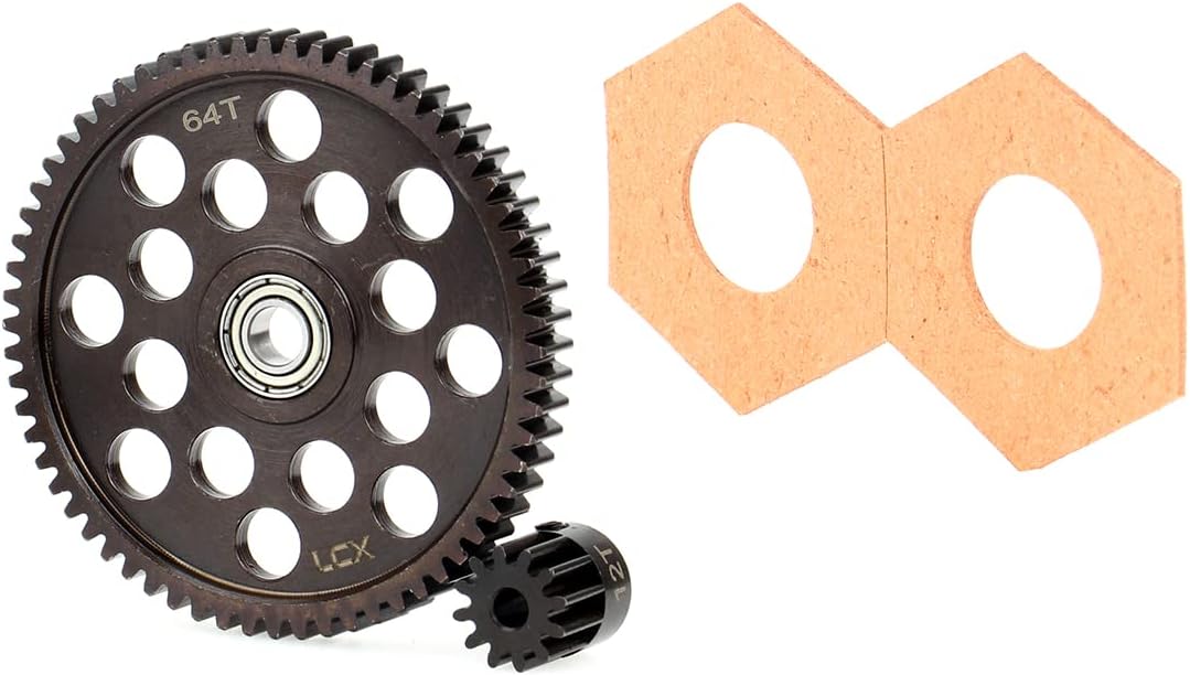 LCX Racing 1/10 RC Crawler Auto gehärteter Stahl 32P 64T Sporengetriebe mit 12T Ritzel Getriebe für