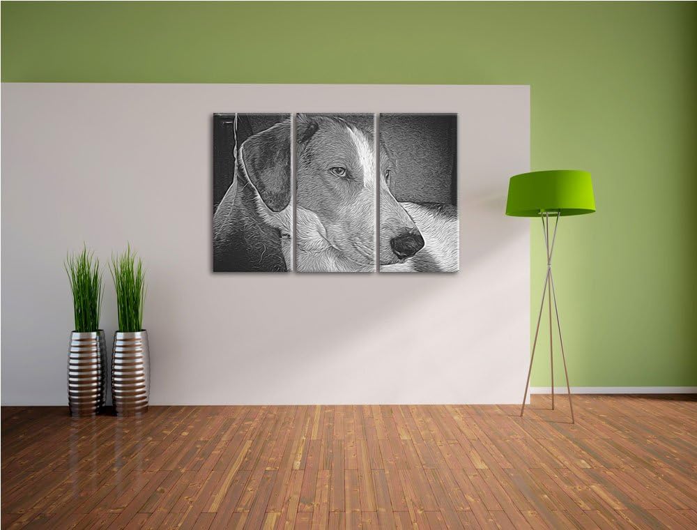 Jack Russel Terrier ruht sich aus NewArt 3-Teiler Leinwandbild 120x80 Bild auf Leinwand, XXL riesige