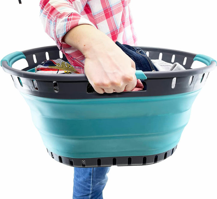 SAMMART 25 l zusammenklappbarer Wäschekorb aus Kunststoff – faltbarer Pop-Up-Aufbewahrungsbehälter/O