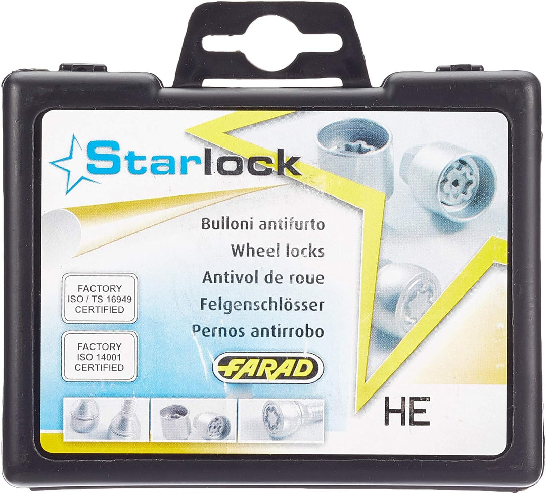Farad 1-H/E Starlock 1CH. Kode H/E Felgenschloss mit Befestigungsmuttern für Autos