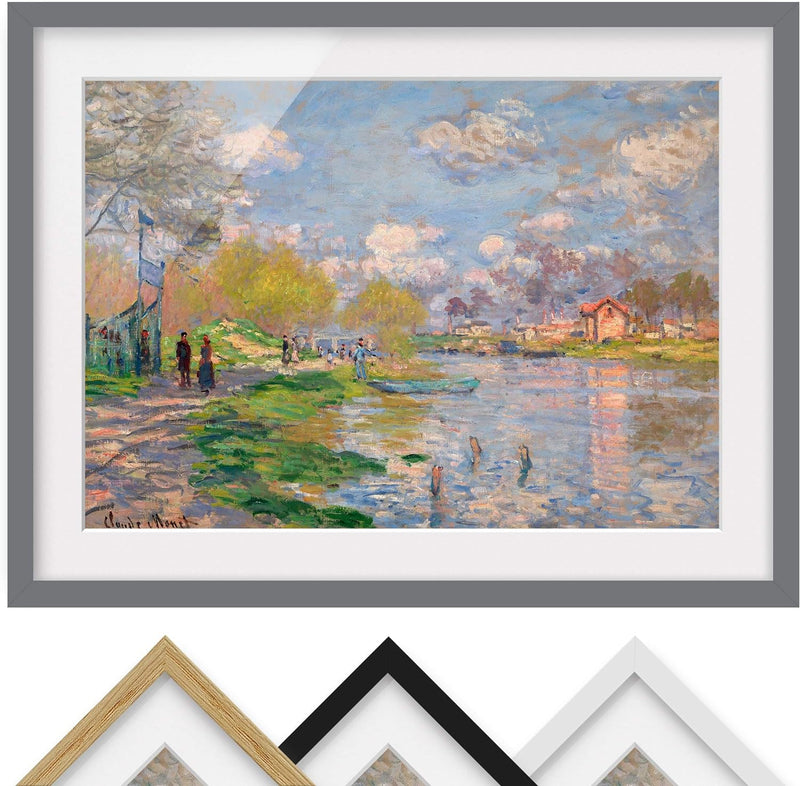 Bild mit Rahmen - Claude Monet - Seine - Rahmenfarbe Grau, 50 x 70 cm 50cm x 70cm Grau, 50cm x 70cm