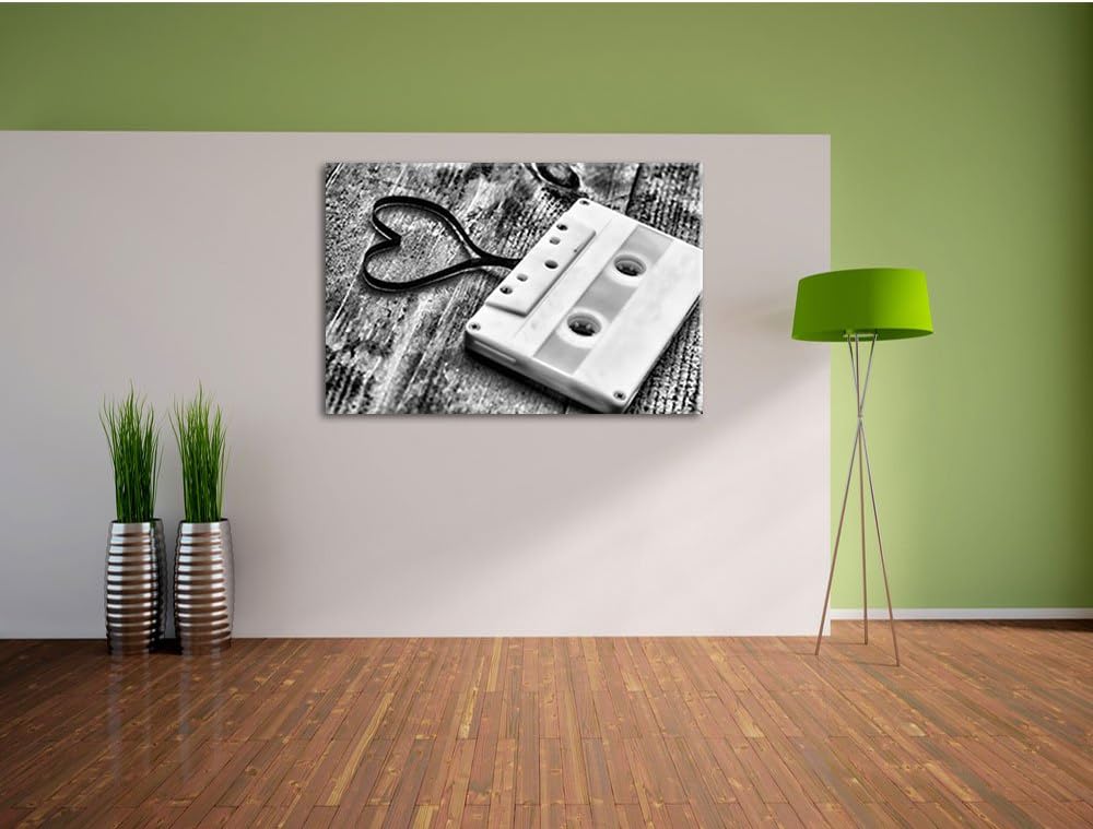 Monocrome, Retro Kasetten, Format: 100x70 auf Leinwand, XXL riesige Bilder fertig gerahmt mit Keilra
