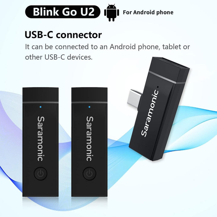 Saramonic Blink GO U2 Wireless Lapel Microphones, Dual-Channel 2.4GHz USB C Wireless Lavalier Microp